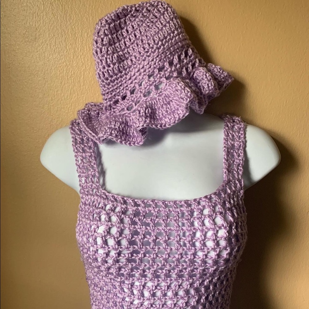 Handmade Mesh Crochet Top & Hat